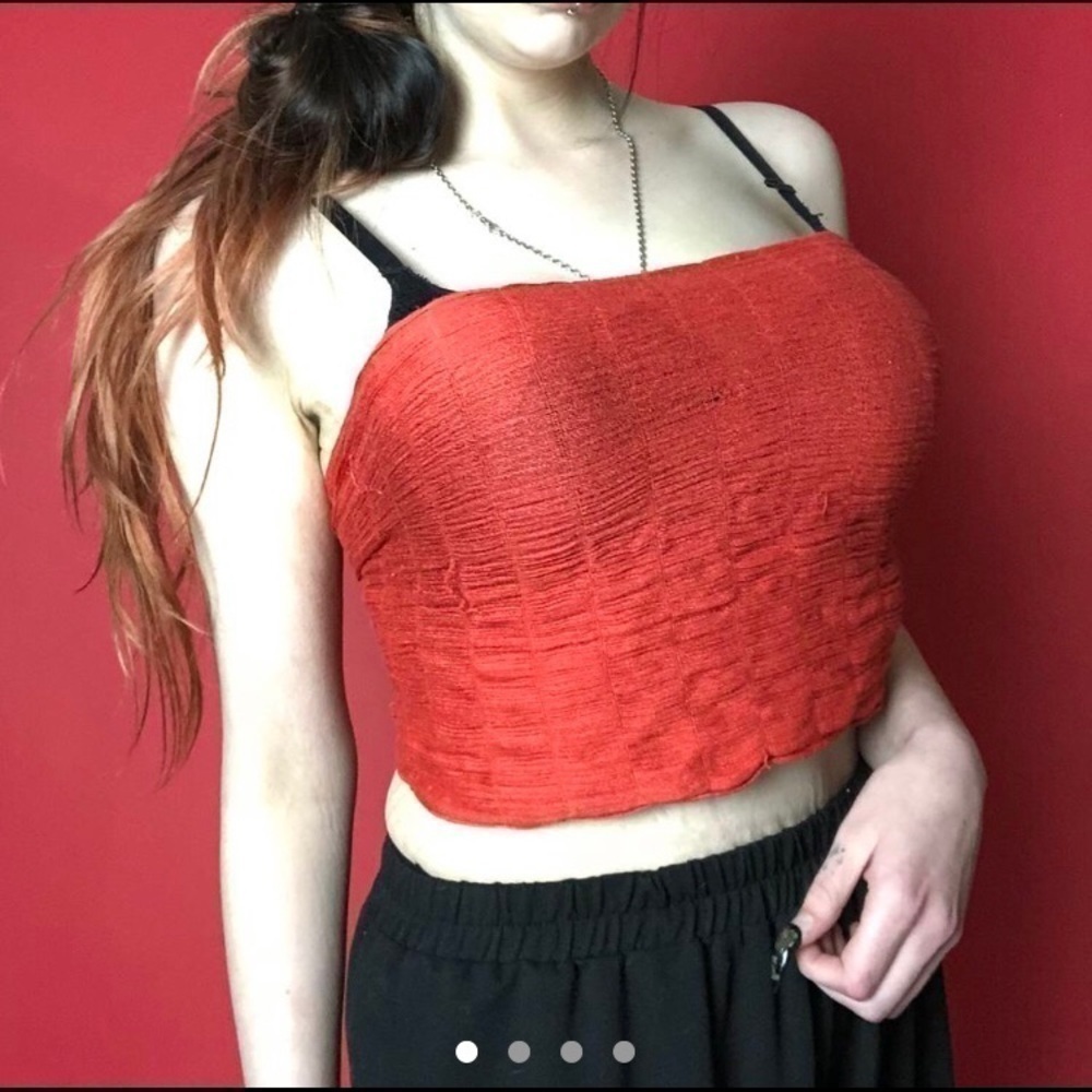 Orange red scarf top ♥️🧡